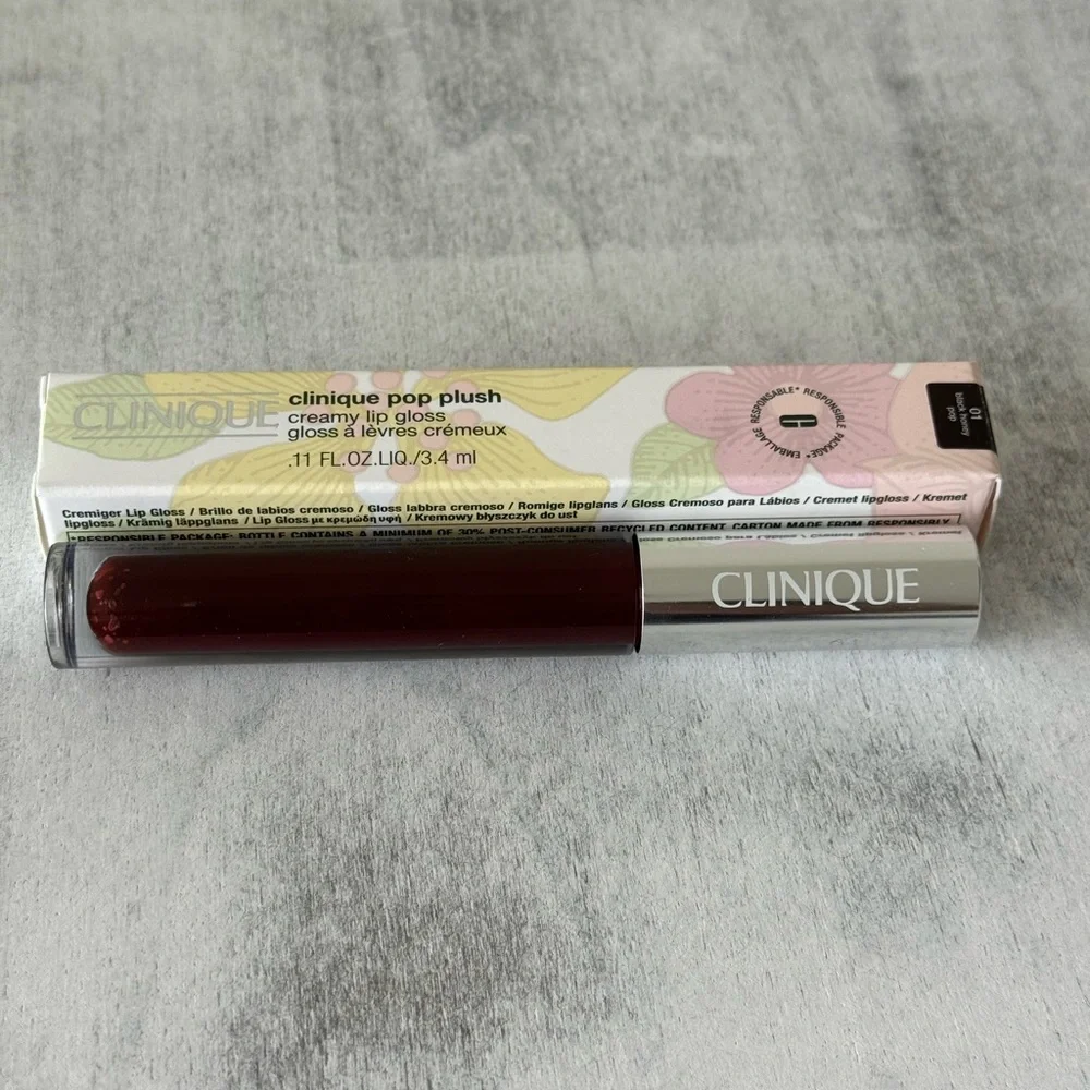 Clinique Pop Plush Creamy Lip Gloss 01 Black Honey Pop  .11 fl. oz.